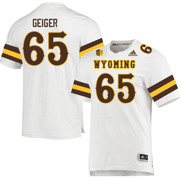 Wyoming Cowboys #65 Nathan Geiger College Football Jerseys Stitched Sale-White